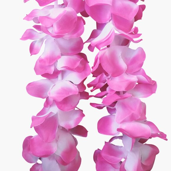 Hawaiian Fabric Flower Lei Pink Tropical Luau Pool Party Tropical Tiki Coastal - Picture 2 of 3